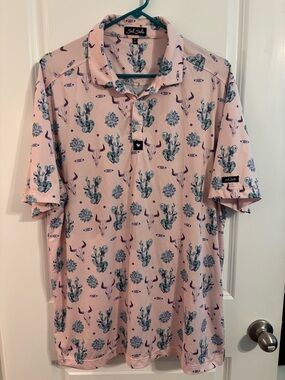 Bad Birdie Polo Shirt Mens XL Pink The Ranch Southwest Golf Performance